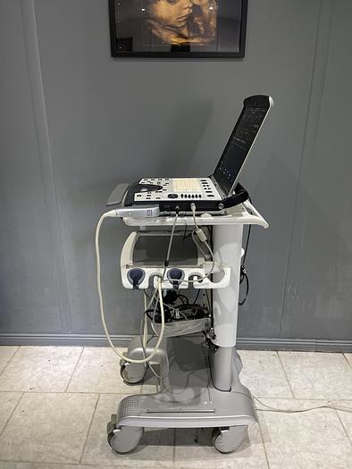 Gebraucht GE Vivid q Ultraschallgerät auf Vivid i Trolley mit 2 Sonden und EKG Kabel