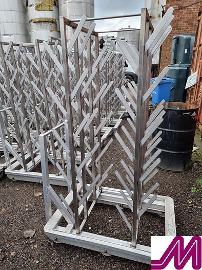 Used Stainless Steel Bird Hanger on Mobile Trolley