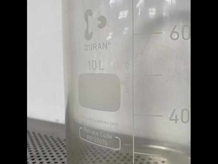 Used Duran Heavy Wall Large Capacity 9 1/2" OD Glass Beaker w/ Spout