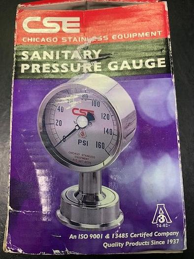Chicago Stainless Equipment Sanitary Pressure Gauge 3S-F-2U-GF-BT-SS