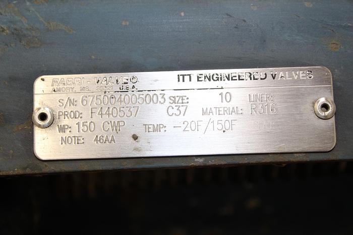 Used Fabri-Valve 10" Hand Operated Knife Gate Valve #44012