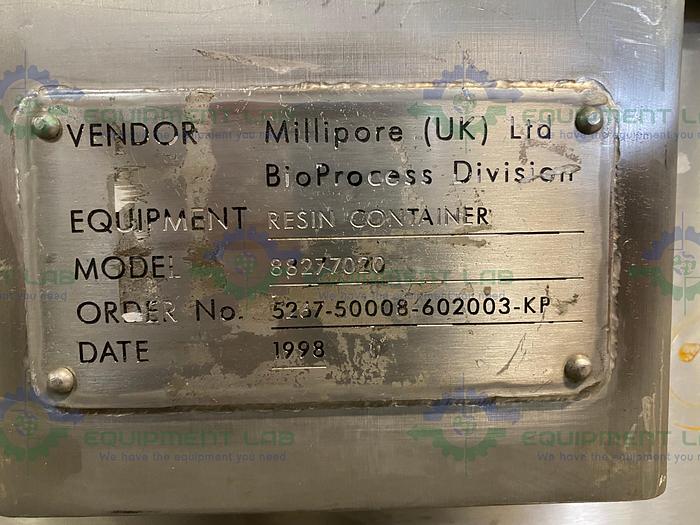Used Millipore Stainless Steel Resin Container 88277020 w/ Sanitary Fittings