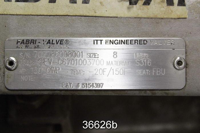 Used Fabri 8" Hand Operated Knife Gate Valve #36626