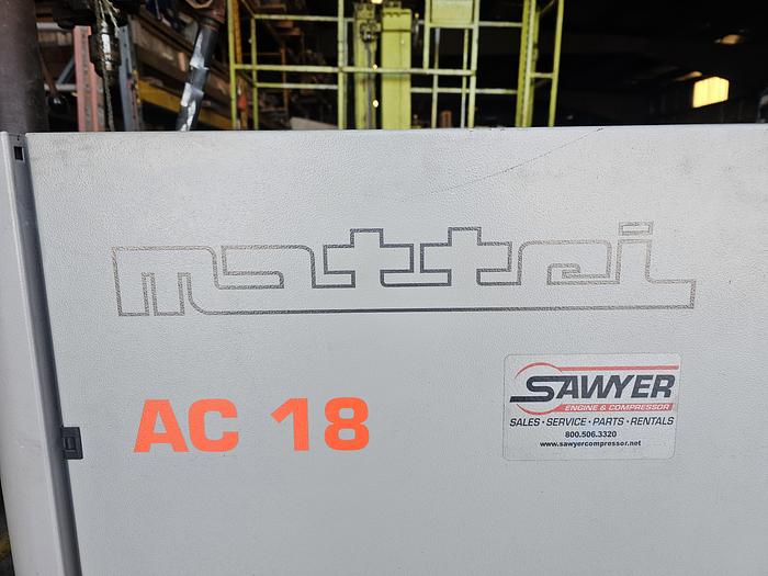 Used 25 Hp Mattei AC18-LX Rotary Screw Air Compressor & 100 CFM Mattei Air Dryer