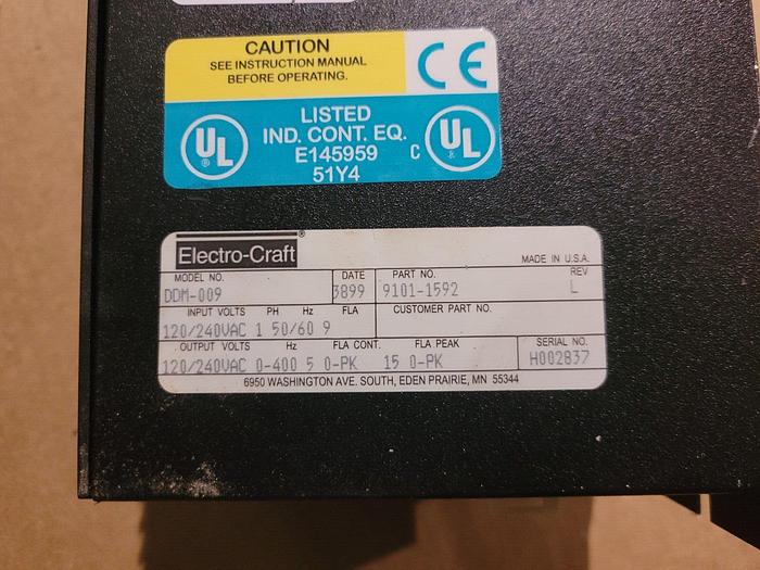 Used Electro-Craft DDM-009 AC Servo Reliance Motor Amp Cable 9101-1522 Rev. E