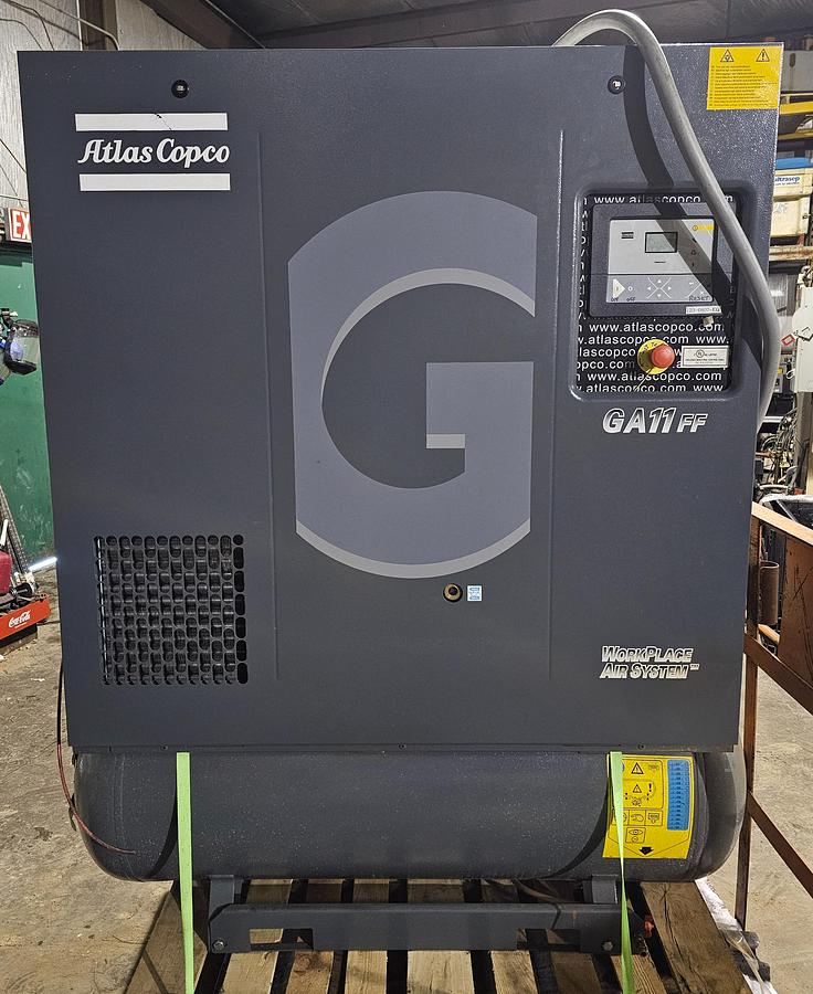 Used 2015 Atlas Copco GA11FF 15 Hp Rotary Screw Air Compressor - Only 3138 Hours!!