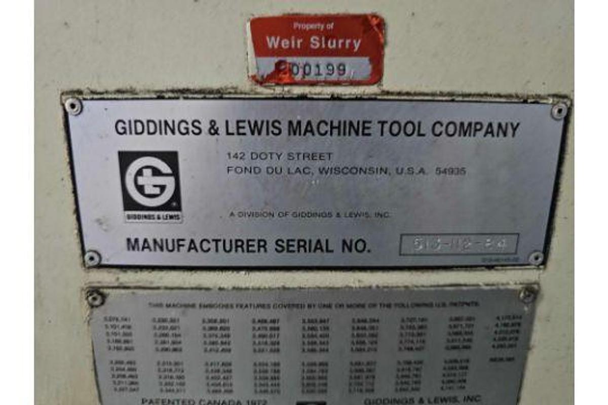 Used 60" Giddings & Lewis CNC VTL 72" Swing w/Fanuc 21-IT Control & Tooling - NO PIT REQUIRED