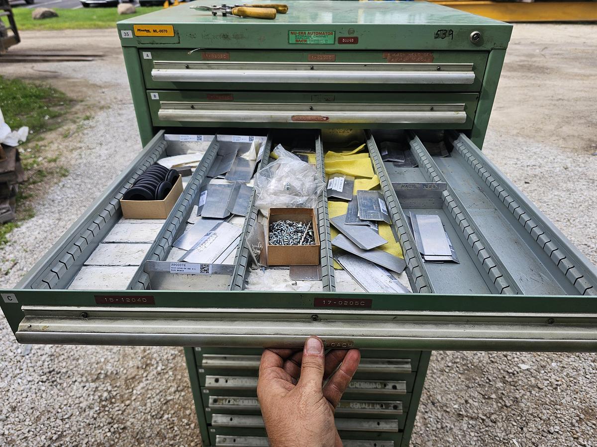 Used Nu-Era 15 Drawer Automator Ball Bearing Tooling Cabinet 28.5" x 28.5" x 60"