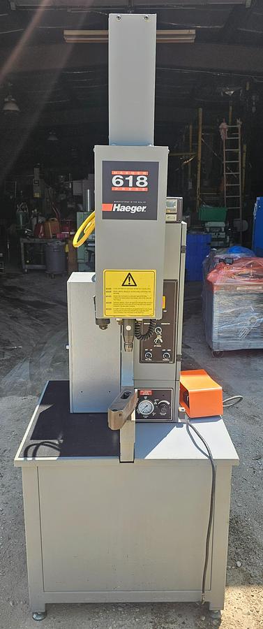 Used Haeger 618-1L Hydraulic Fastener 6-Ton Insertion Press, 18" Throat, Includes Various Tooling