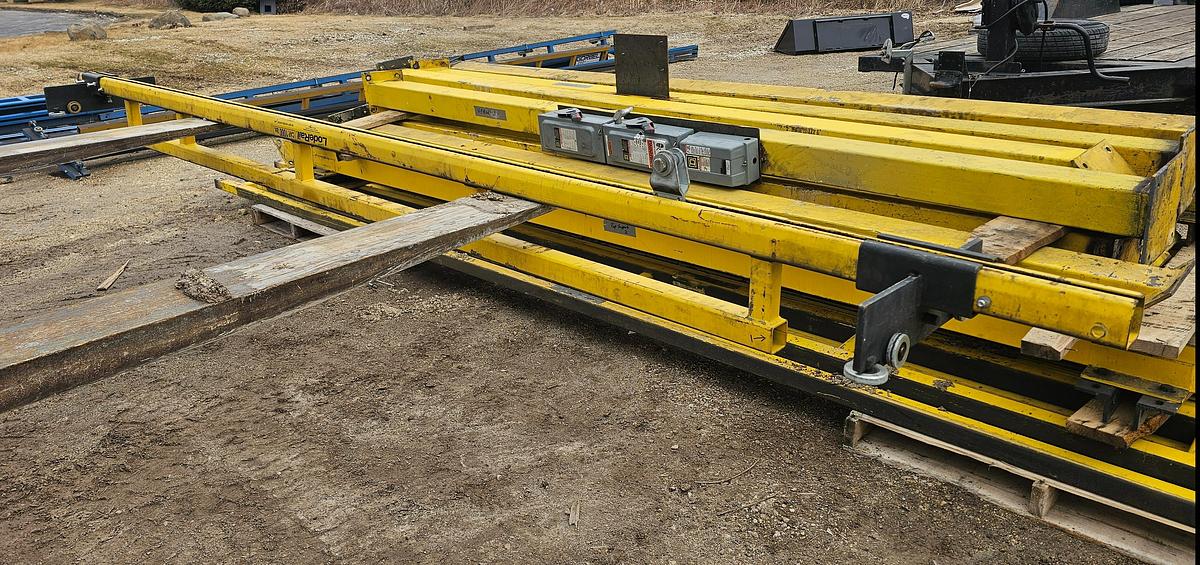 Used 16' Span x 60' Runway CM Loderail 1000 lb Modular Freestanding Workstation Bridge Crane 