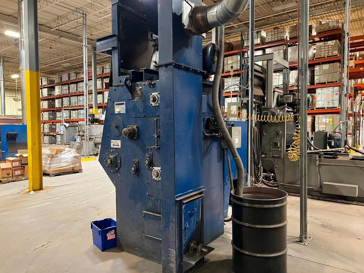 Used 15 Hp Wheelabrator Tumblast TBR-6 Direct Drive Blast Wheel Rubber Belt Machine, 6 Cu. Ft Capacity 