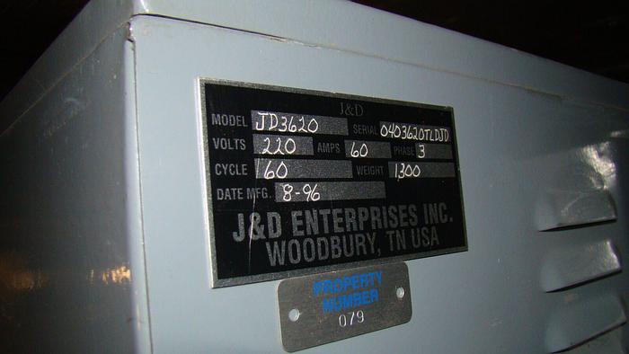 Used J&D #JD3629 Heat Shrink Tunnel, 20″ W x 15″ T x 36″ L