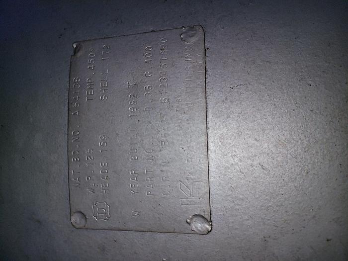 Used Kargard Industries 400 Gallon Air Tank 7′ Height x 36” Diameter 125 PSI 450* F