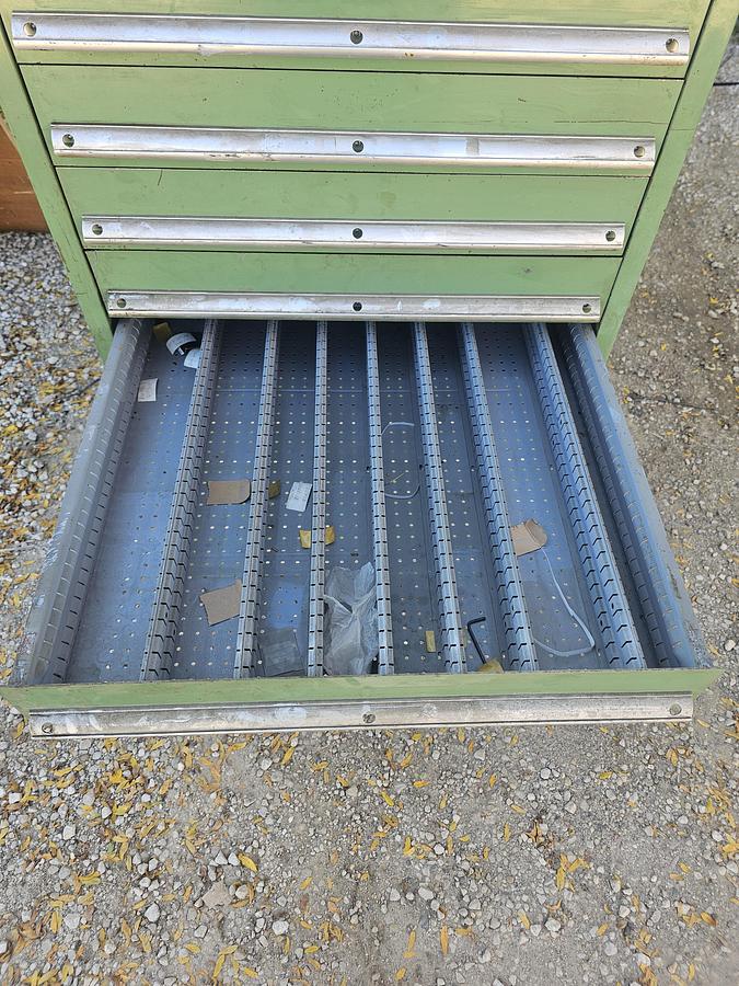 Used Vintage 15 Drawer Equipto Industrial Tooling Cabinet 28" x 28" x 60" Green