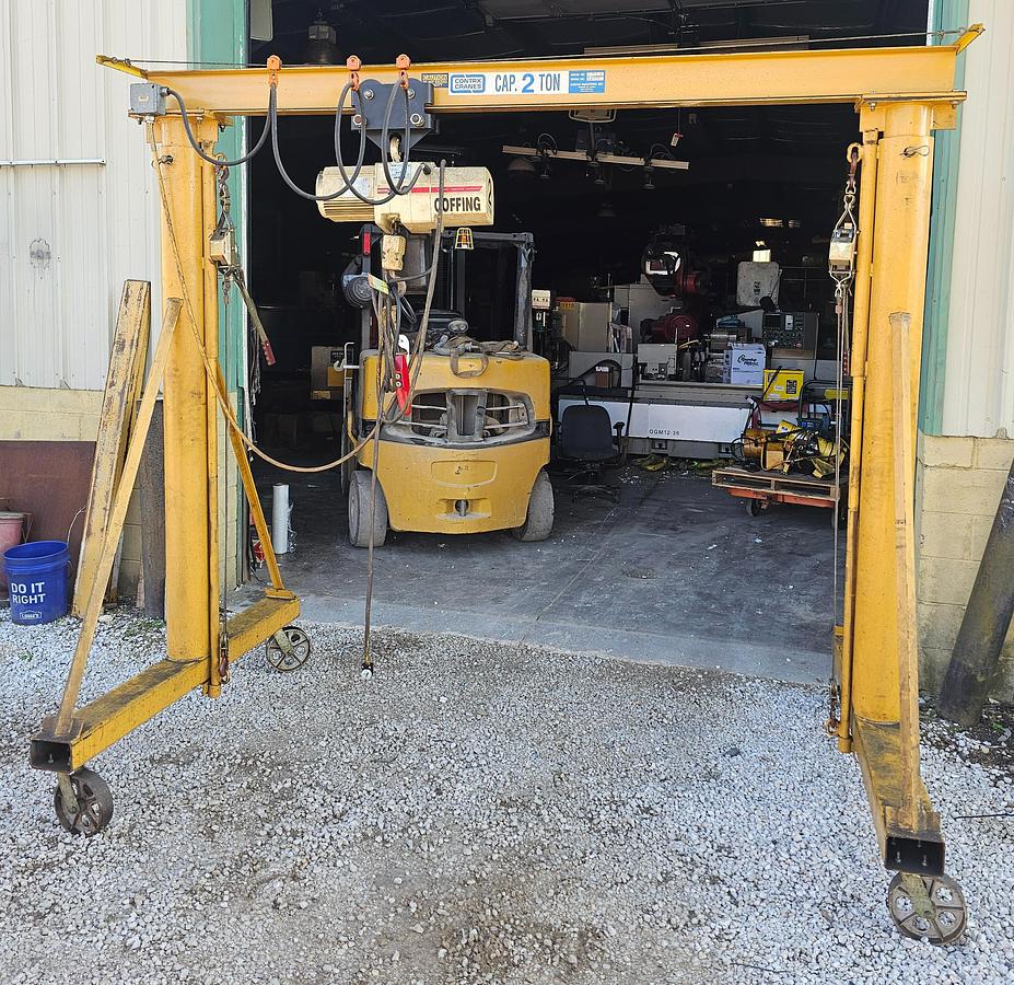 Used 2 Ton Contrx GCT2-8 Adjustable Height Gantry Crane 8' Span & Coffing Hoist 