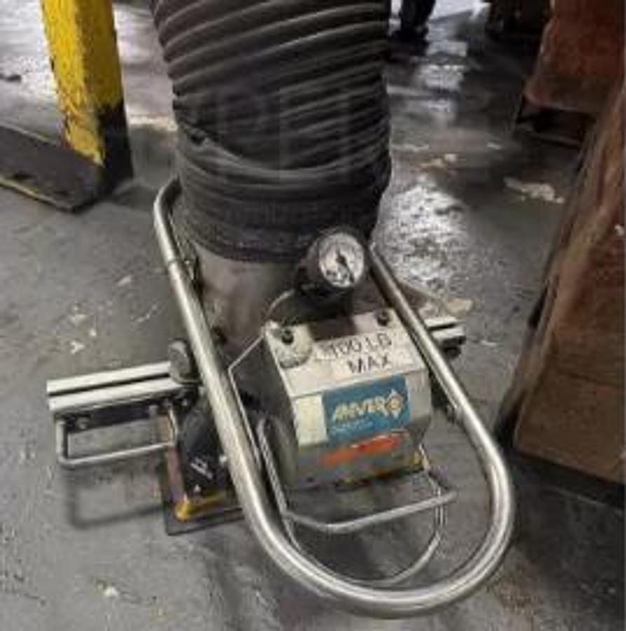 Used 25' Span x 32' Runway Gorbel 250# Freestanding Bridge Crane System & Anver 100# Vacuum Lift 