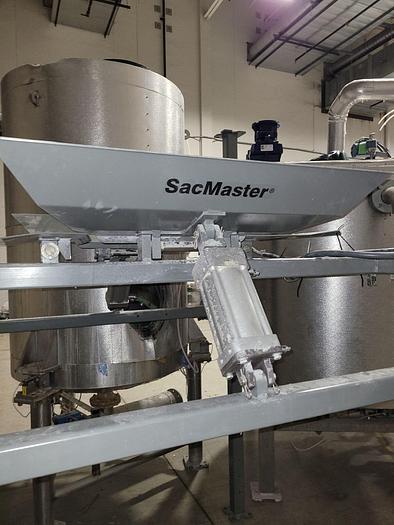 Used SST SacMaster 2 Ton Bulk Bag Discharging System w/Mixing & Storage Tank