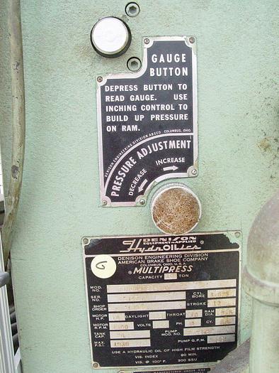 Used 10 Ton Denison C-Frame Hydraulic Multi-Press w/Safety Enclosure #T100LA72S210