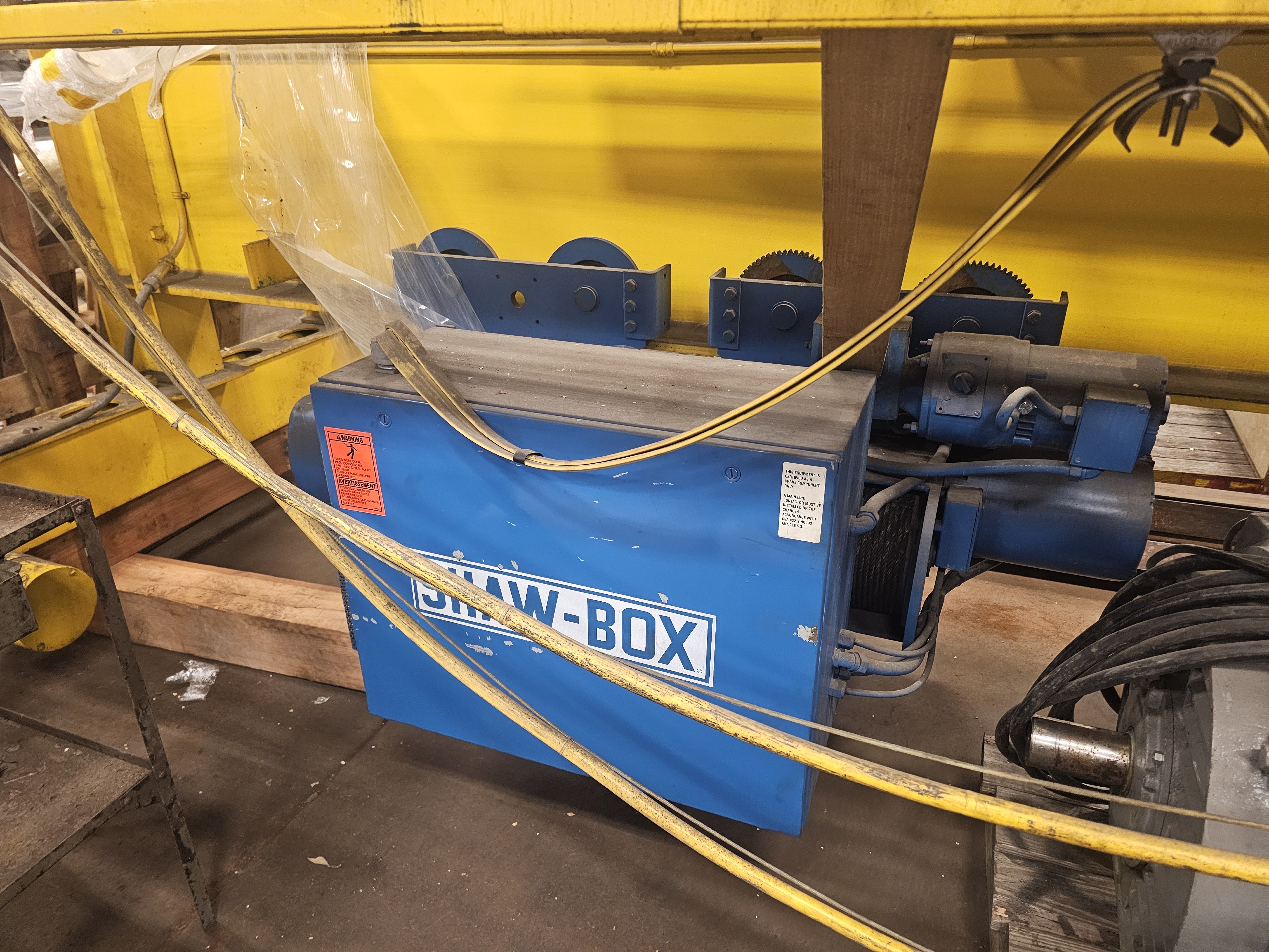 Used 7.5 Ton Uesco Top Running Overhead Crane 45' Span Shaw Box 72L Hoist + I-Beams