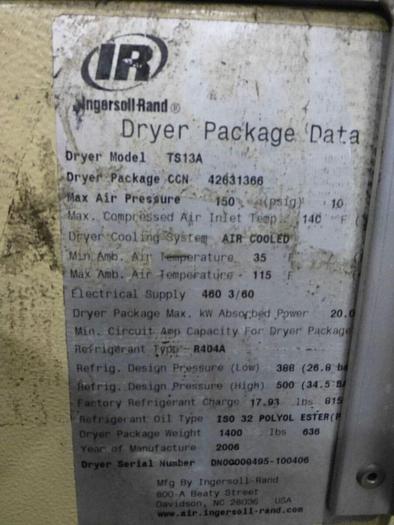 Used Ingersoll Rand TS13A Refrigerant Air Dryer 2,430 SCFM, 460v 3ph, R404A, 2006