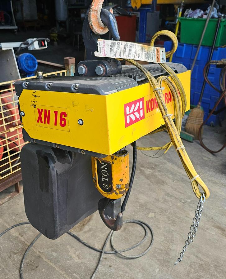 Used KoneCranes 3 Ton Electric Chain Hoist 16/4 FPM w/Pendant XN163.00015TS16T2