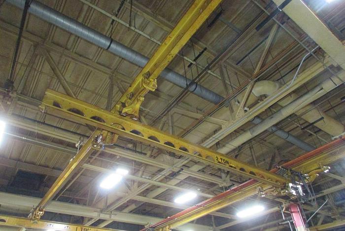 Used 3 Ton Multi Bridge Underslung Monorail 26' Span x 120' Rail Overhead Bridge Crane System