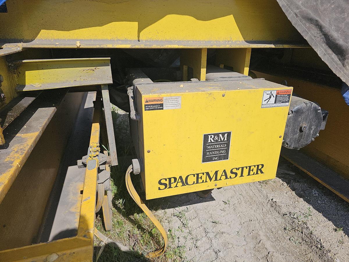 Used 58' Span x 100' Run Uesco 5 Ton Double Girder Freestanding Bridge Crane w/Top Running RM Spacemaster Hoist