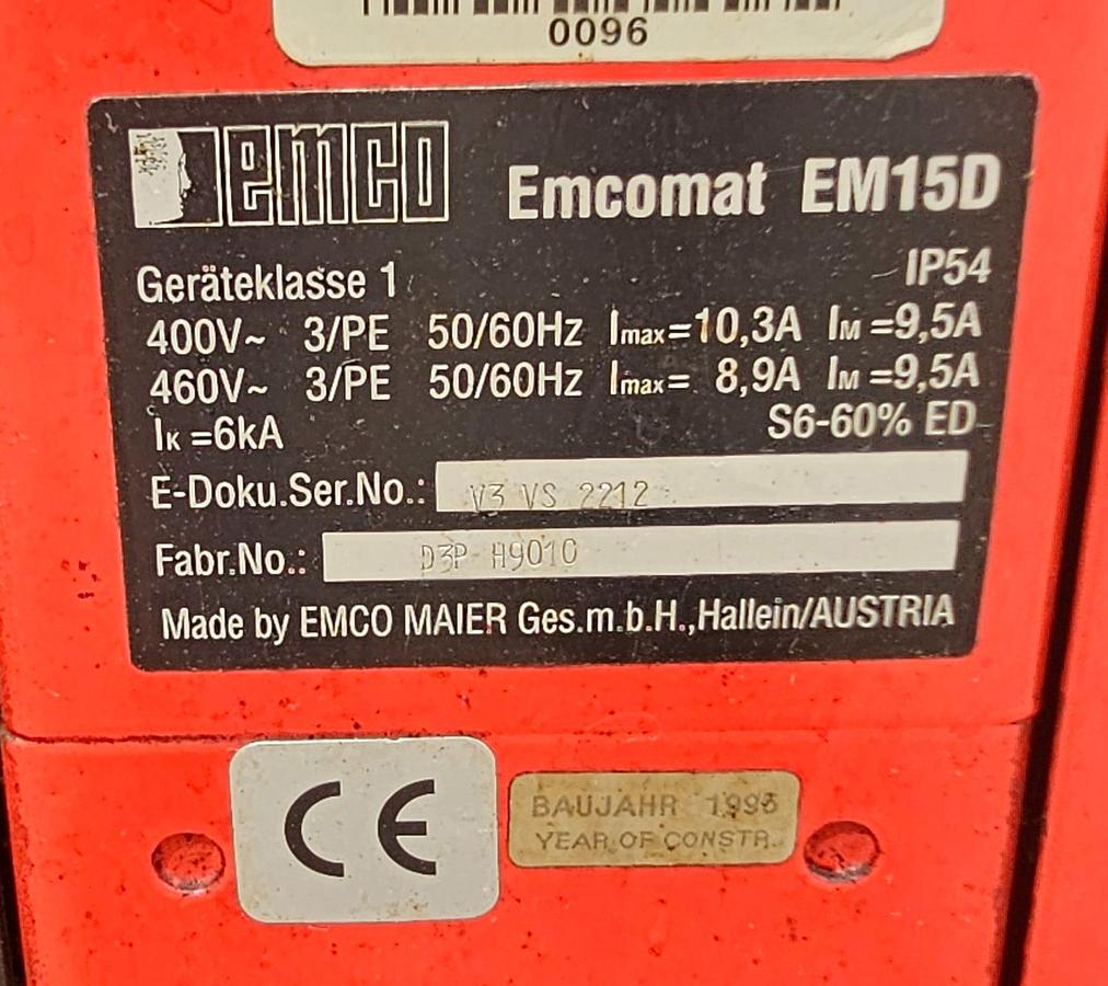 Used EMCO Emcomat EM15D Precision Variable Speed Engine Lathe, 15" x 40"