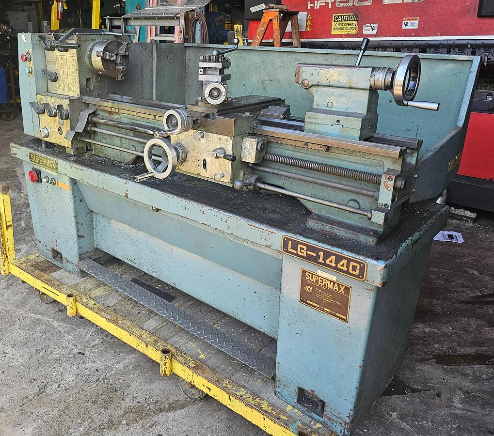 Used 14" x 40" Supermax LG-1440 Geared Head Gap Bed Engine Lathe