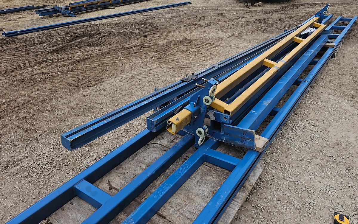 Used 14' Span x 32' Runway Gorbel 1000 lb Freestanding Bridge Crane System & Hoist 