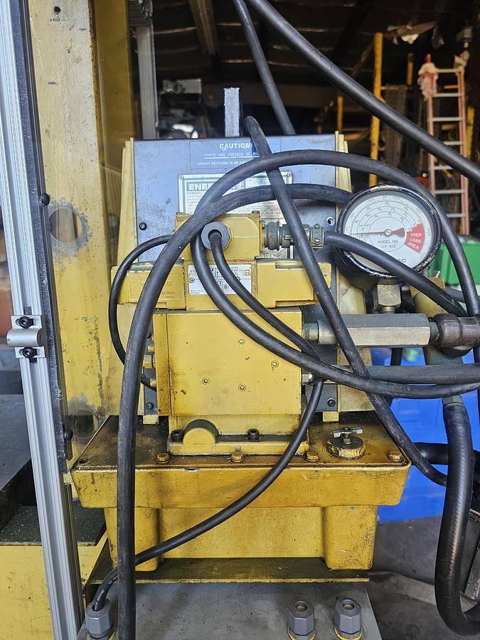 Used 50 Ton Enerpac Electric Over Hydraulic H-Frame Shop Press with Interchangeable Bits