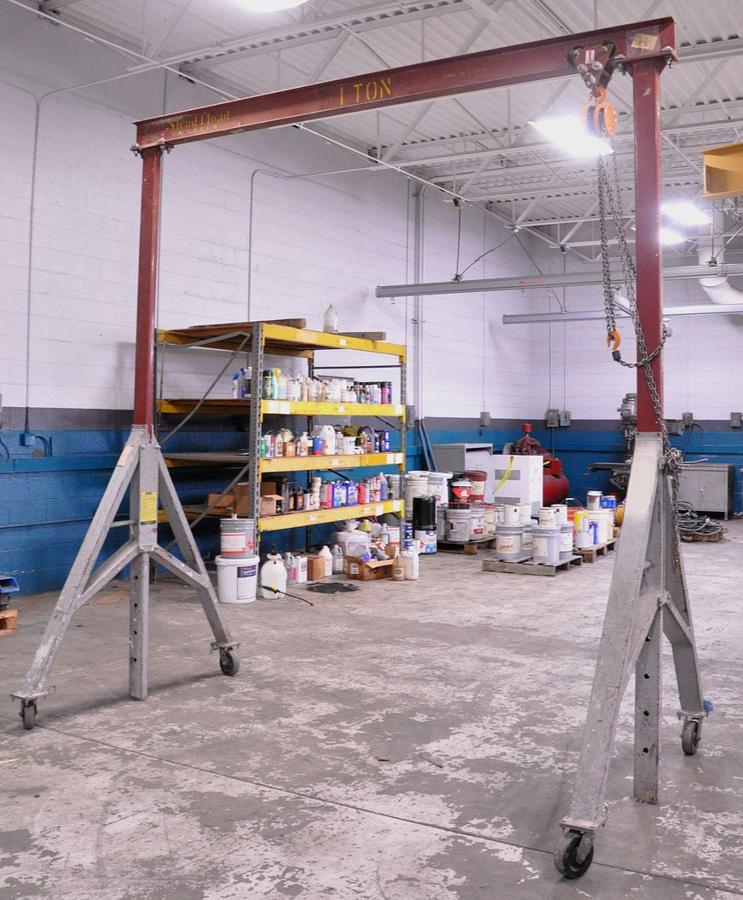 Used 1 Ton Gantries, Inc. Portable Adjustable Height Gantry Crane w/Electric & Manual Hoist