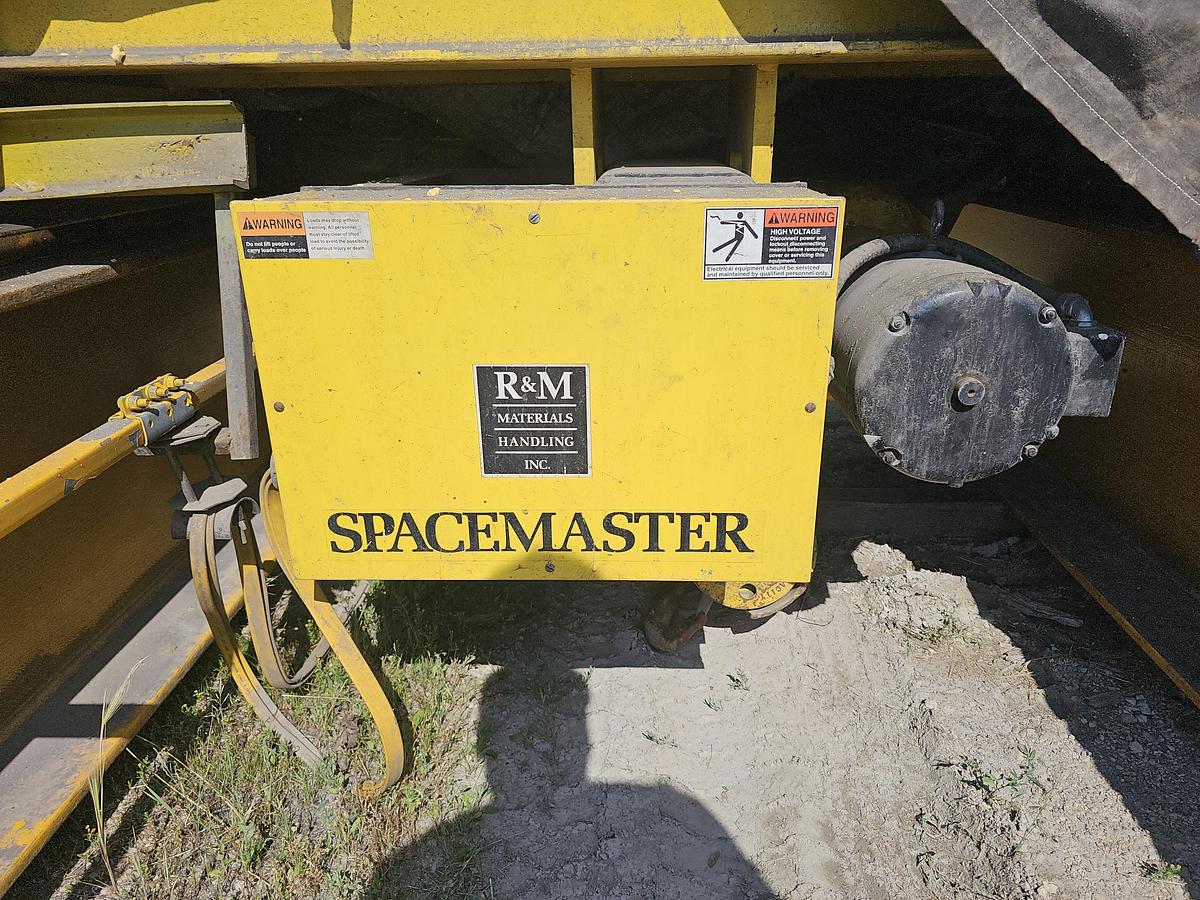 Used 58' Span x 100' Run Uesco 5 Ton Double Girder Freestanding Bridge Crane w/Top Running RM Spacemaster Hoist