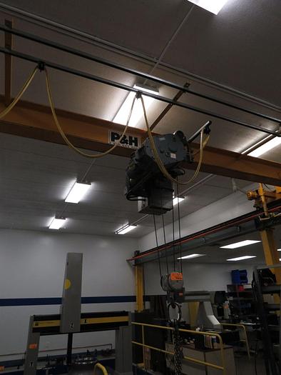 Used P&H 3.3 Ton 21′ Span Freestanding Overhead Bridge Crane 37′ Runway P&H Hoist