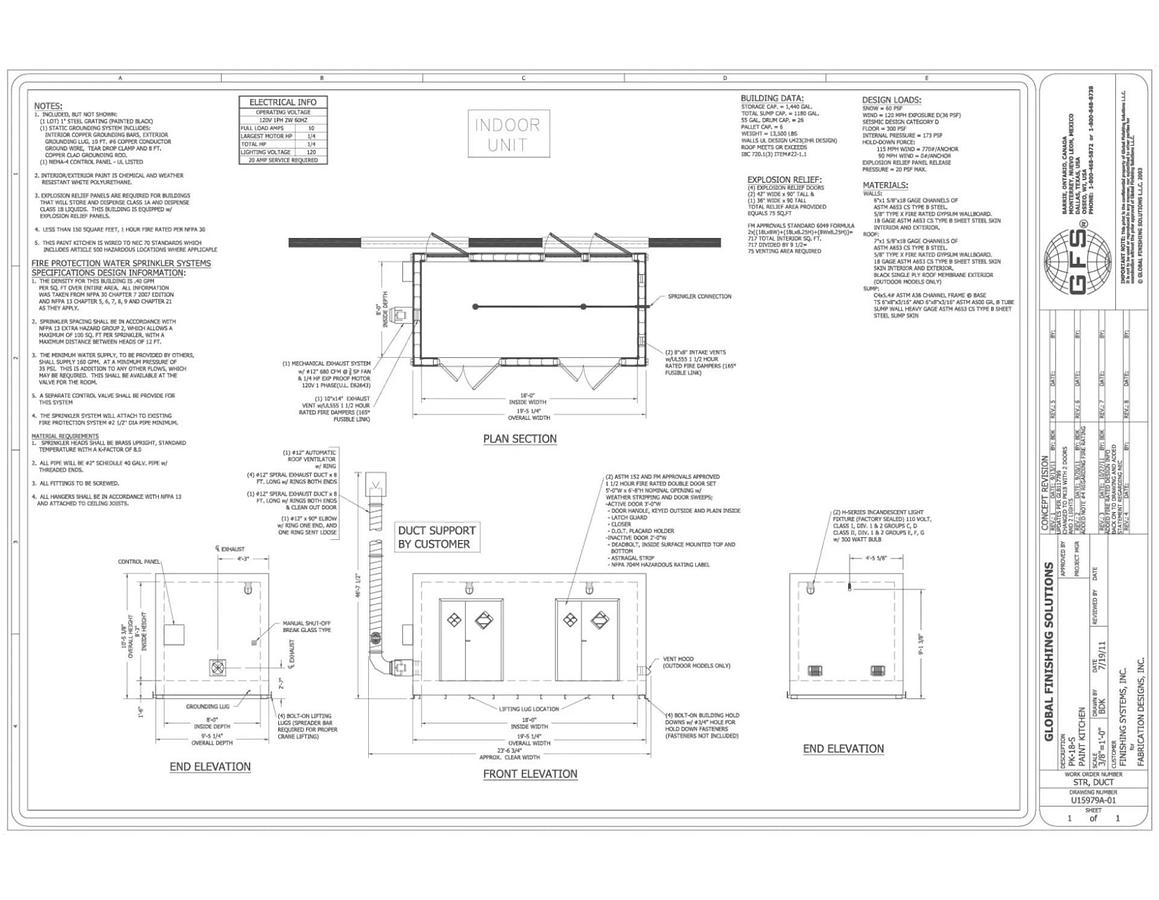 Used GFS CDG-1610PSB-30-S-CU-S Crossdraft Spray Booth 16' x 10' x 30' w/Mix Room & Air Makeup Unit