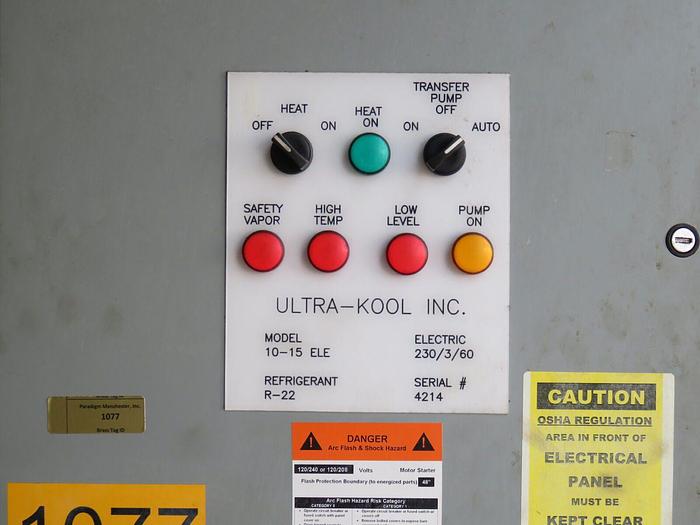 Used Ultra-Kool Model #10-15-ETE Ultrasonic Parts Degreaser w/Cold Trap & Crest Ultrasonic Generators