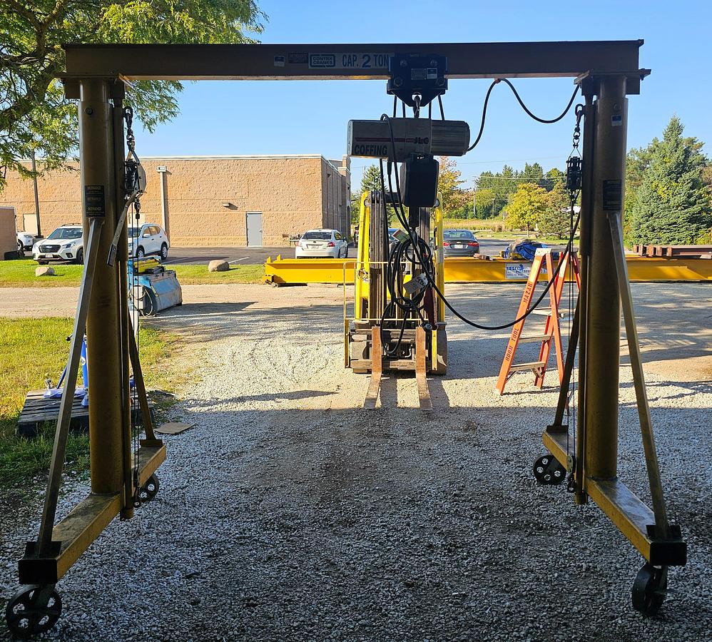 Used 2 Ton Contrx GCT2-8 Adjustable Height Gantry Crane 8' Span & Coffing Hoist 