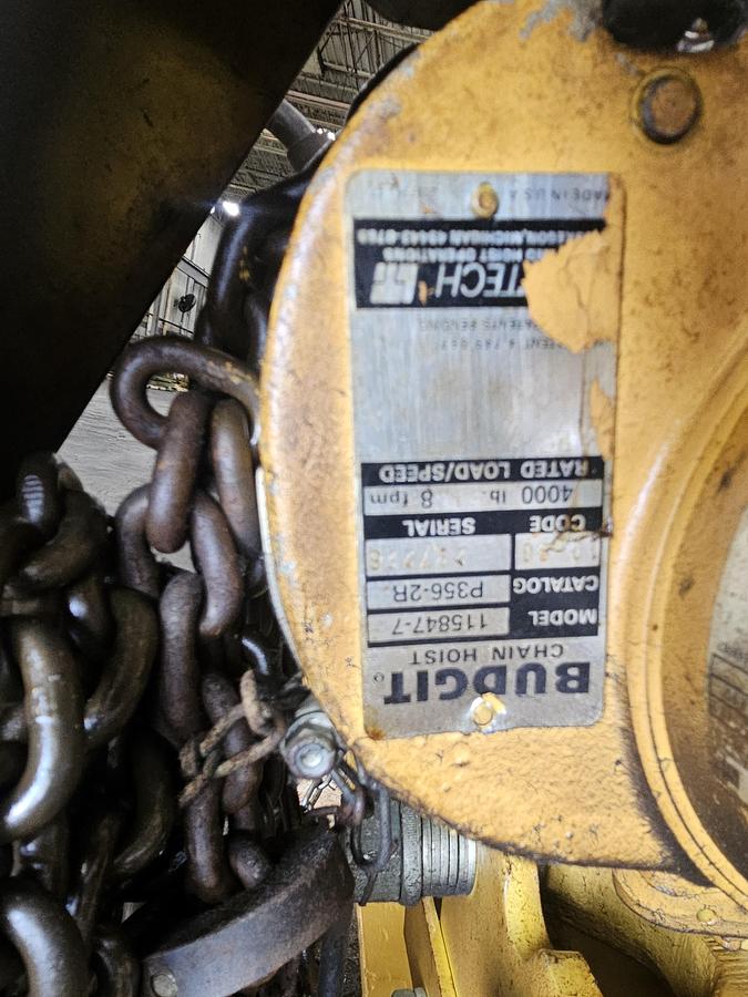 Used 2 Ton Contrx Cranes 17' Span Fixed Height Gantry Crane & Budgit Electric Hoist