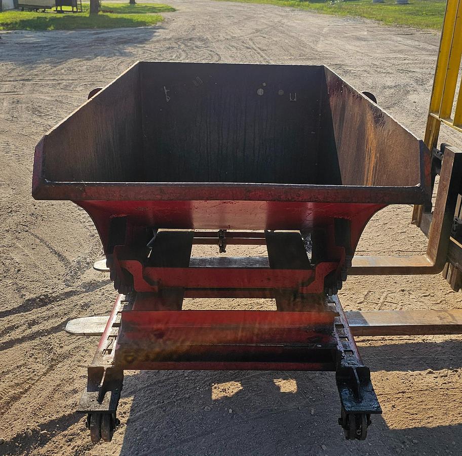 Used Roura Style 3/4 Cu. Yard Self Dumping Hopper on Castors 50" x 30" x 25"