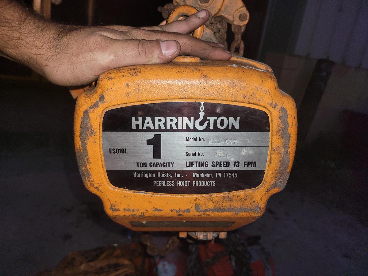 Used Gantries, Inc. 1-Ton Portable Gantry System | Harrington 1 Ton Hoist + Manual Chain Fall | 10' Span | Adjustable 10'–13' Height