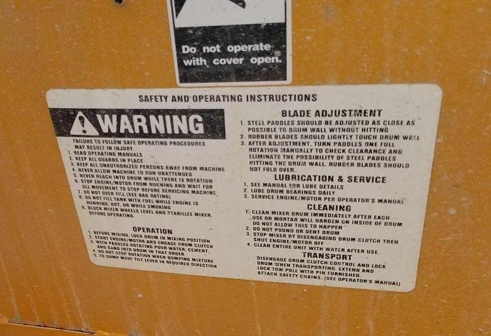 Used Gilson 1 1/2 Bag Ribbon Type Electric Portable Concrete/Mortar Mixer