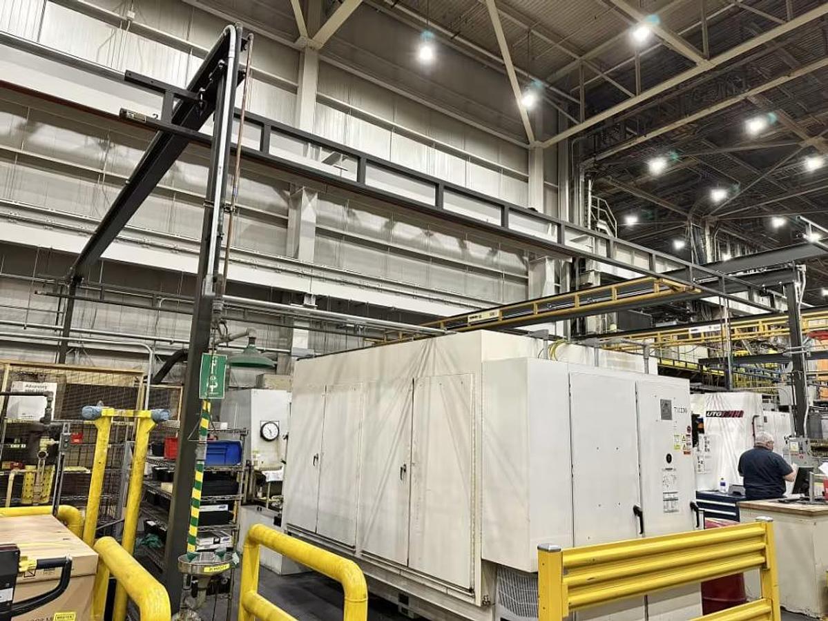 Used 500# Spanco 30' Span x 31' Runway Free Standing Modular Bridge Crane & Coffing Hoist