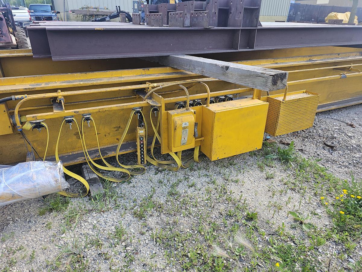 Used 58' Span x 100' Run Uesco 5 Ton Double Girder Freestanding Bridge Crane w/Top Running RM Spacemaster Hoist