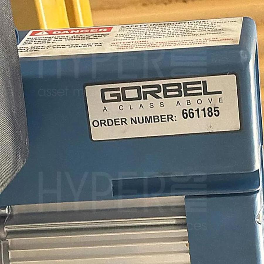 Used 14' Span x 32' Runway Gorbel 1000 lb Freestanding Bridge Crane System & Hoist