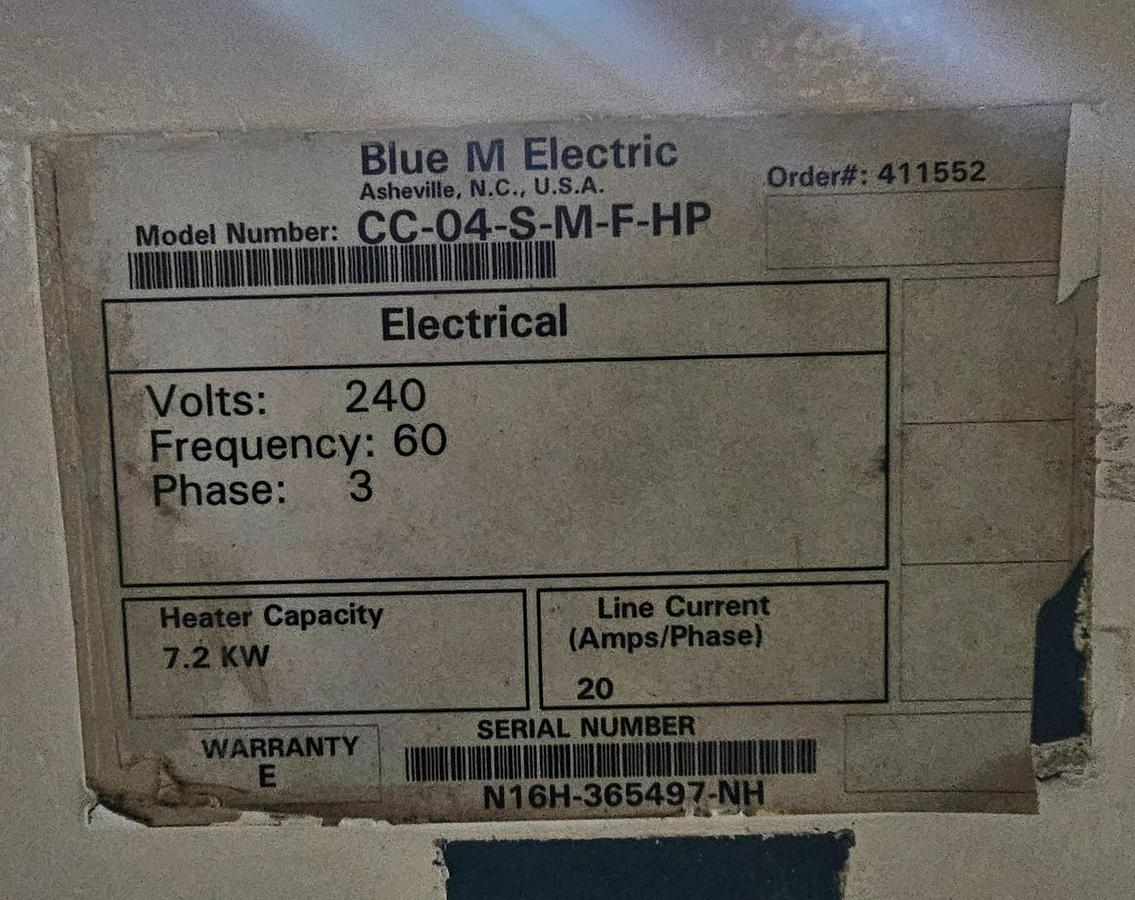 Used Blue M Model CC-04 Mechanical Convection Industrial Oven – 2011 – Programmable Profile V