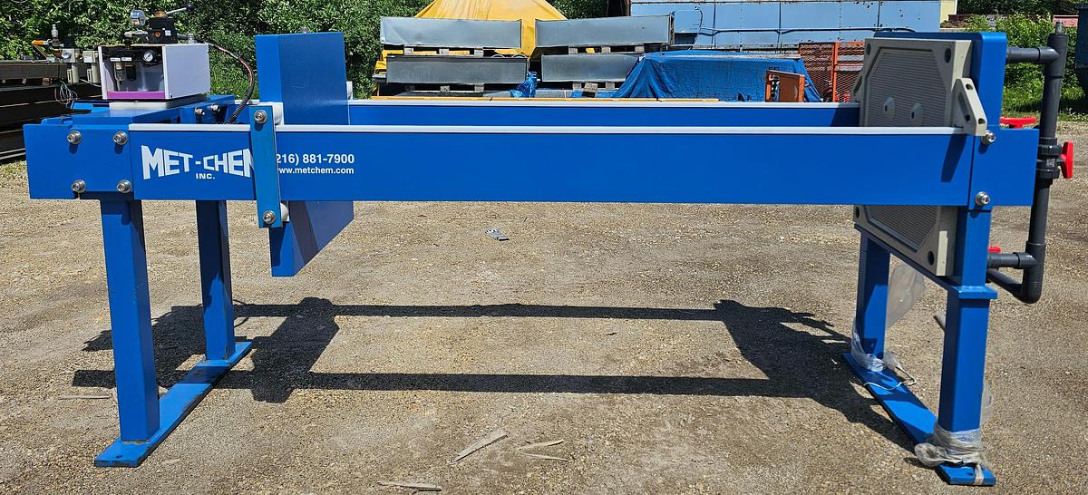 Used Met-Chem 19 Cu. Ft. 800mm Hydraulic Filter Press – 38 Polypropylene Plates - Like New Condition