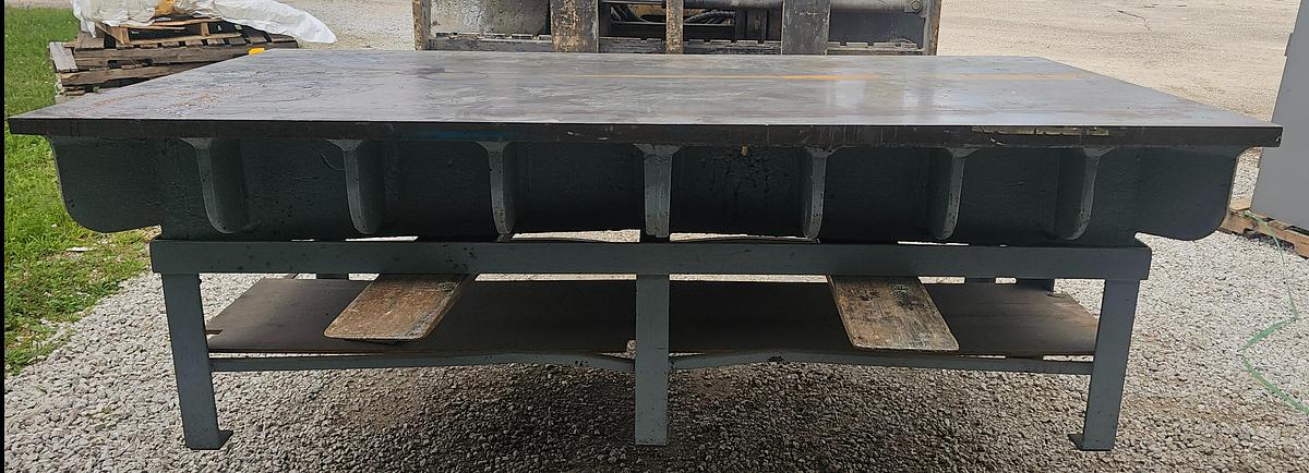 Used 96" x 48" Webbed Cast Iron Setup/Layout Table w/Stand, 2" Surface Plate