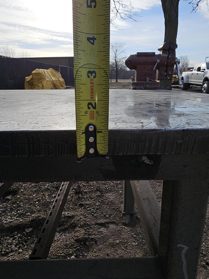 Used 144" x 48" Heavy-Duty Steel Fabrication Table | 1" Thick Top | 35" Height