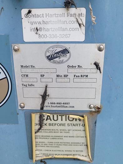 Used Hartzell 100 Hp Blower Fan 33750 CFM A03-1-443BC100STFEW3 Blower Fan RPM 1293