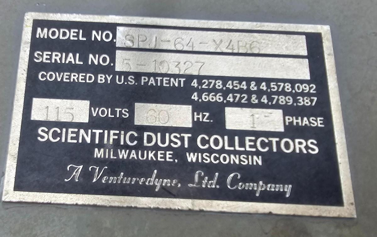 Used 7,500 CFM Scientific Dust Collectors SPJ-64-X4B6 Baghouse Dust Collector w/External Fan & Cyclone